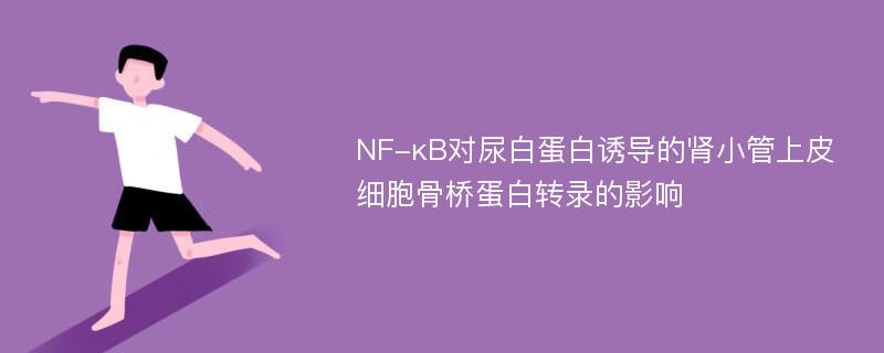NF-κB对尿白蛋白诱导的肾小管上皮细胞骨桥蛋白转录的影响