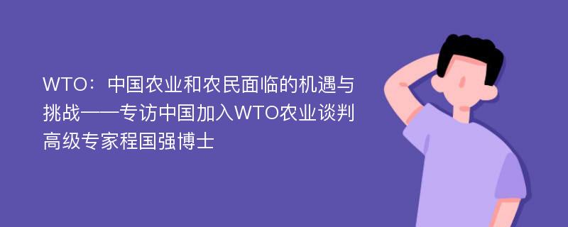 WTO：中国农业和农民面临的机遇与挑战——专访中国加入WTO农业谈判高级专家程国强博士